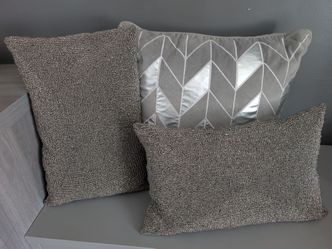 Set of 3  Decorative Pillows -Safavieh-Silver Glitter Beaded & Metallic Sophia Flamestitch Velvet"