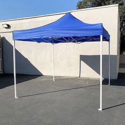 (NEW) $110 Heavy-Duty 10x10 FT Outdoor Ez Pop Up Canopy Party Tent Instant Shades w/ Carry Bag (White/Blue) 