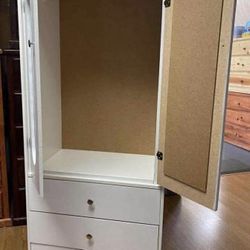 Tall White Closet With Mirror 