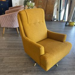 Vintage MCM Yellow Swivel Accent Chair