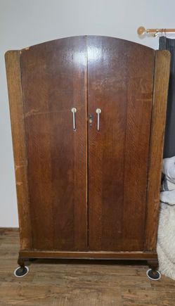 Antique solid wood armoire wardrobe