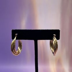 14k Three Line Hoops