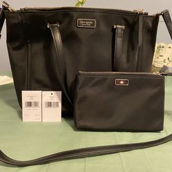 Kate Spade Black Medium Satchel and Medium Double zip Wristlet