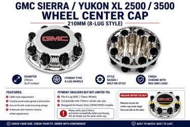 New Chrome GMC Sierra Yukon XL 8 Lug 2500 Center Caps 210mm
