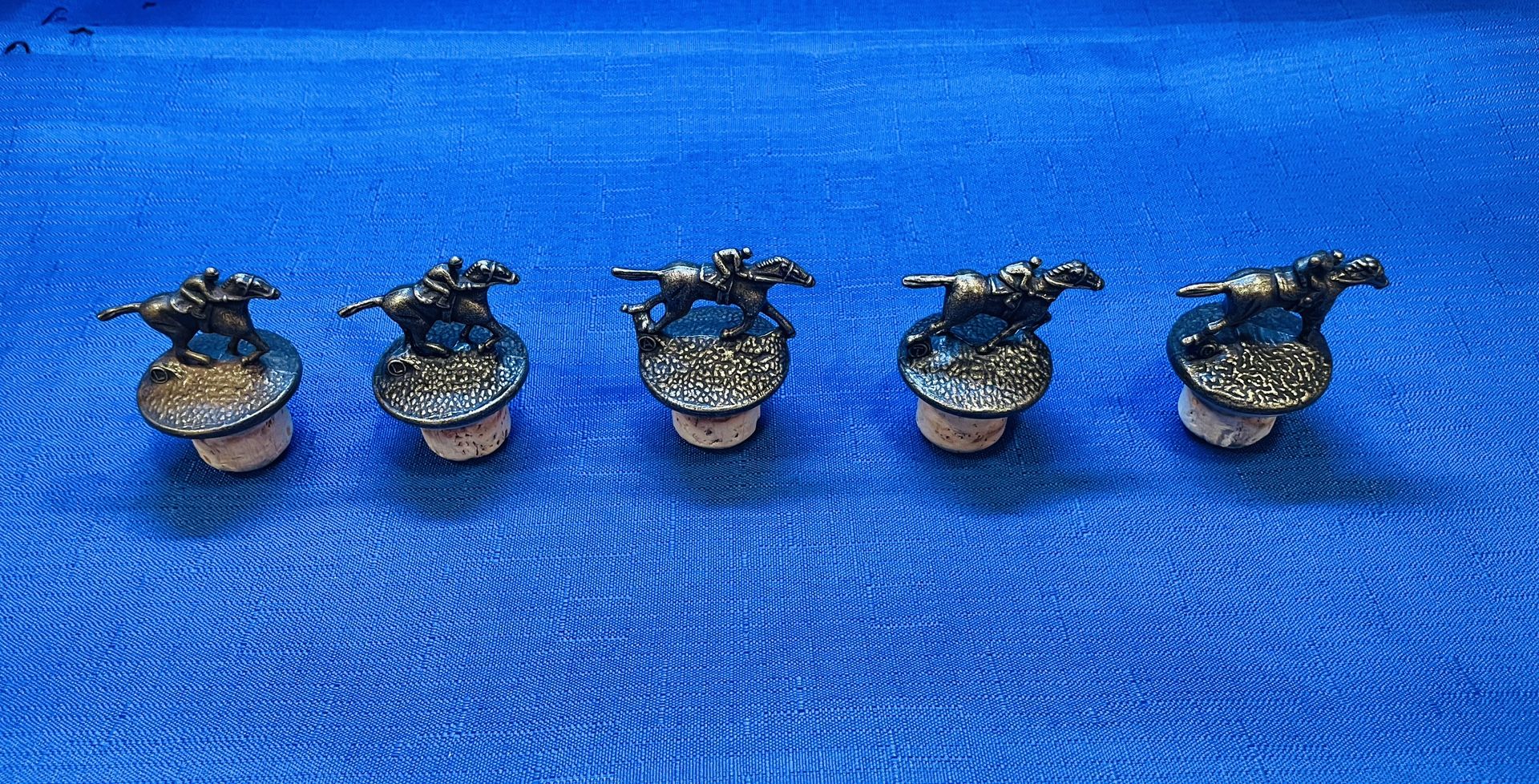 Vintage Set Of 5 BLANTON’S Horse/jockey Bottle Stoppers 