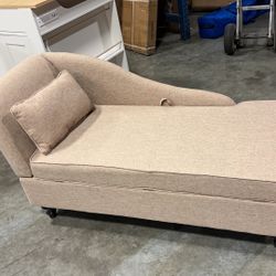 #051112 Yongqiang Storage Chaise Lounge Indoor Upholstered Sofa Recliner Lounge Chair for Bedroom Living Room Tan Fabric (Left Armrest)