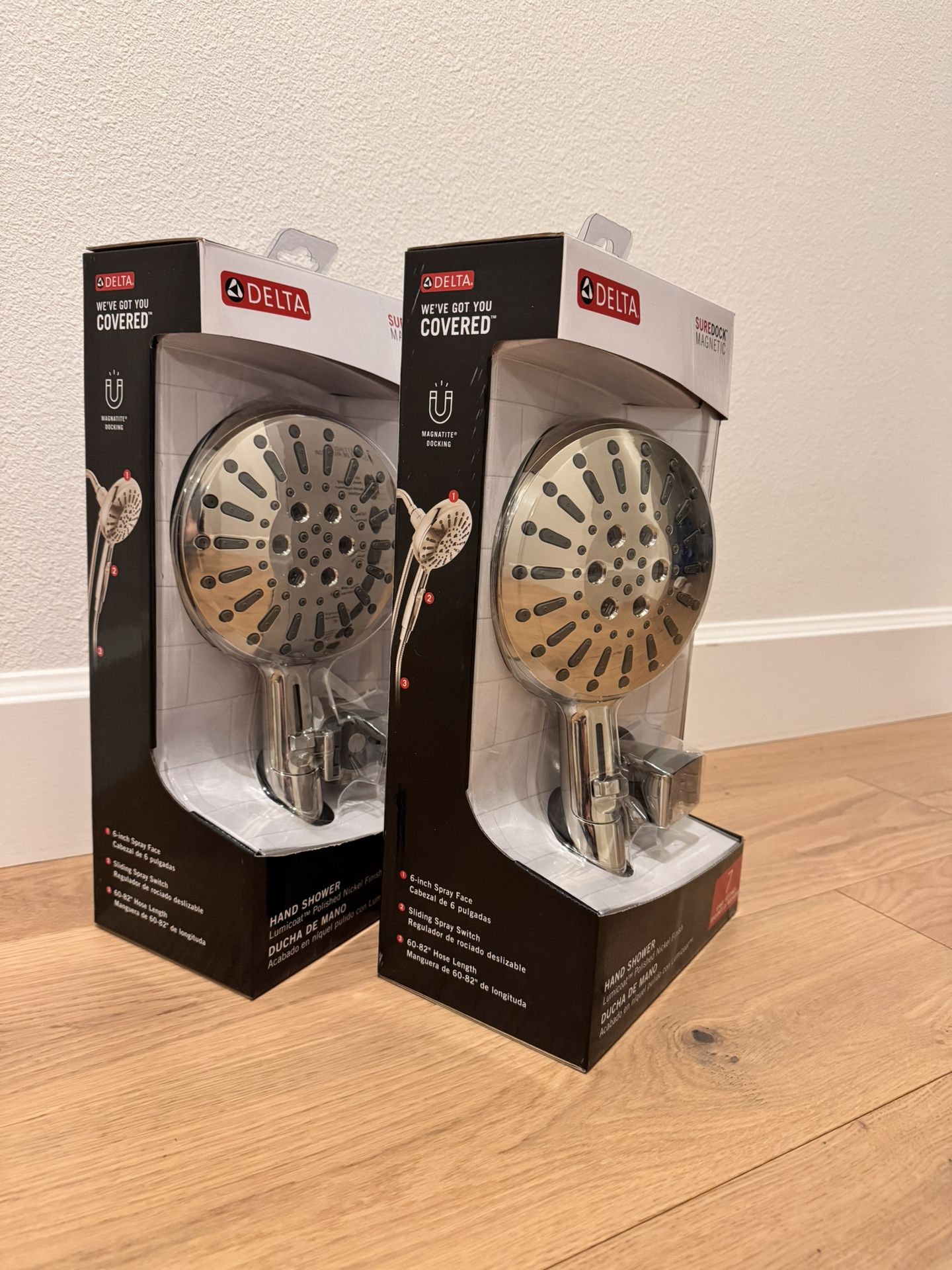 Delta Shower Head with Hose, Lumicoat Polished Nickel