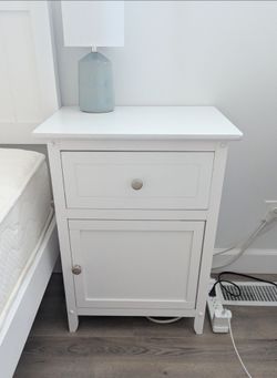 White night stand with storage