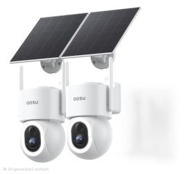 Aosu D1 Max, 2-Cam Kit, 4K Solar Security Cameras System Wireless Outdoor
No Subscription Required, 360° PTZ Cross-Cam Auto Tracking, Smart Detection,