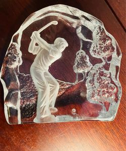 Vintage-Golf player-Clear Glass-Home Decor -crystal embossed-male golfer