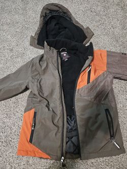 Swiss Alps Men’s M Hooded Insulated Winter Ski Jacket Brown Orange