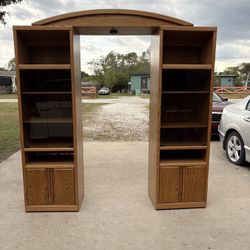 Wooden Entertainment Center With Shelves Includes Lights 3pc