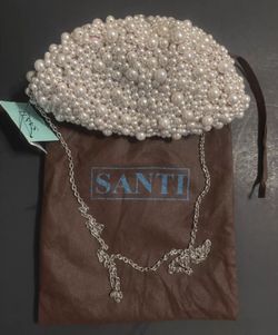 Santi Hand-Beaded Pink Evening Bag