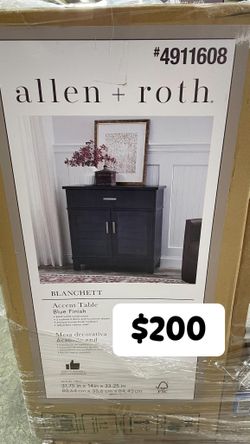 🛋️ allen + roth Blanchett 31.75-Inches W x 33-Inches H Blue Composite Rectangular Farmhouse End Table 🌟