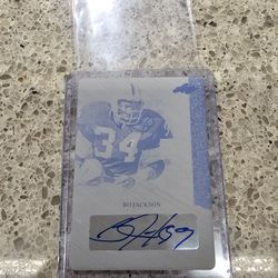 BO JACKSON 2024 LEAF IN THE GAME USED MEMORABILIA AUTO PRINTING PLATE 1 OF 1 SHORT PRINT HALL OF FAMER