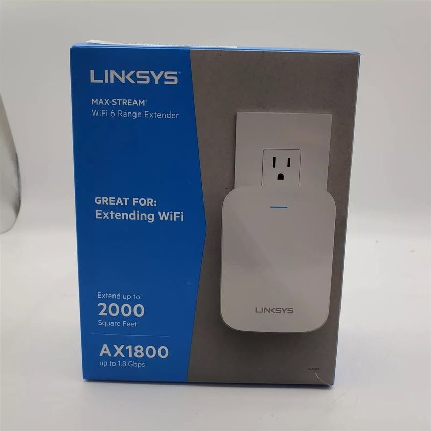 Linksys WiFi 6 Wireless Range Extender | 1.8 Gbps Speed | 2,000 Sq. FT Coverage - New