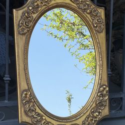 Vintage Hand-Carved Ornate Mirror 24"×41"  – A Timeless Statement Piece