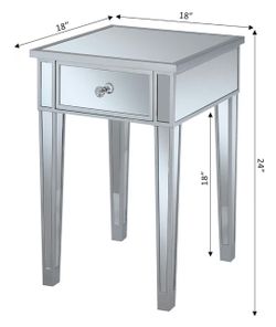 Mirrored Accent End Table with Drawer