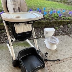 Graco high chair and cute potty chair.