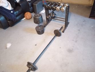 Dumbbell Rack And Dumbbell Bar And Weights