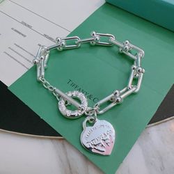 Tiffany Sterling Silver Full Heart Toggle Bracelet