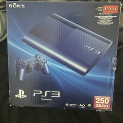 Rare blue ps3 250 gb hard drive with og box and controller