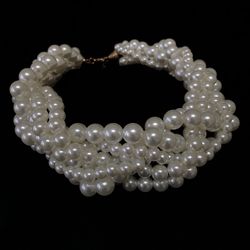 New!  Pearl Necklace - Multi Strands Of Simulated Pearls