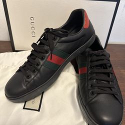 Gucci Black Leather Sneakers with Box