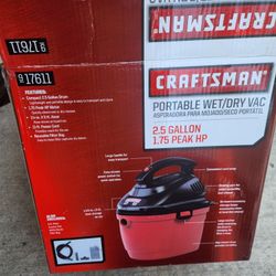 Craftsman Portable Wet/dry Vac 2.5 Gallon 1.75 Peak Hp Motor  Model 917611