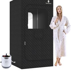 Portable Steam Sauna, Full Size Steam Sauna Box, 600D Canvas Personal Home Sauna Spa, at Home Full Body Sauna, FCC Certified 3L & 1200W Steam Generato