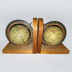 Vintage Old World Globe Bookend Set of Two Atlas Map Décor Spinning Globes
Mid-Century Modern MCM
1960s