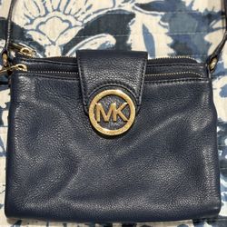 Michael Kors Blue Leather Crossbody Bag