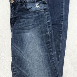 Mid Rise Distressed Stretch Denim Jeans - Size 6 Good Preloved Condition