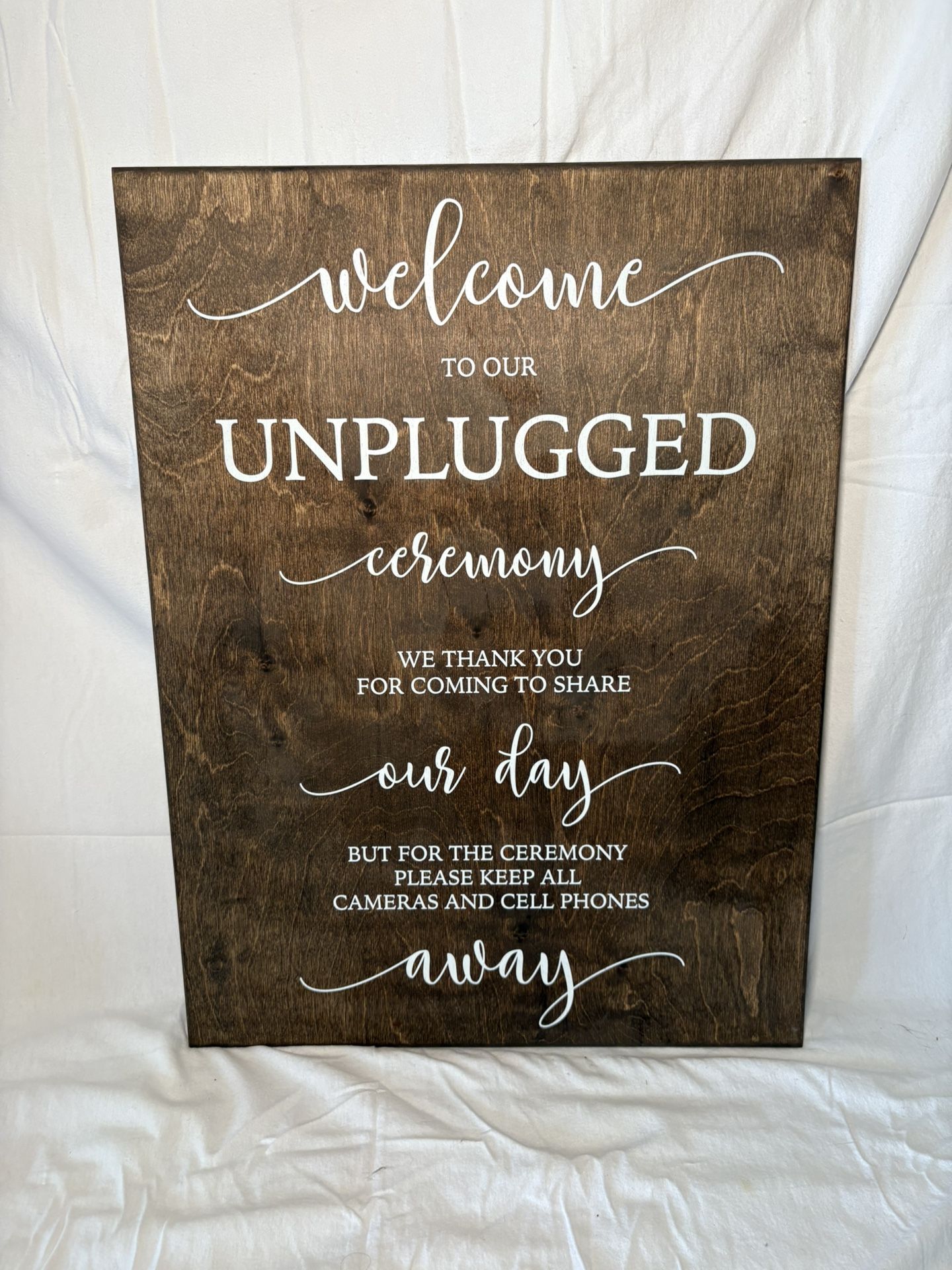 Unplugged wedding ceremony sign