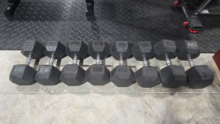 Rubber Hex Dumbells 60/65/70/80 lbs