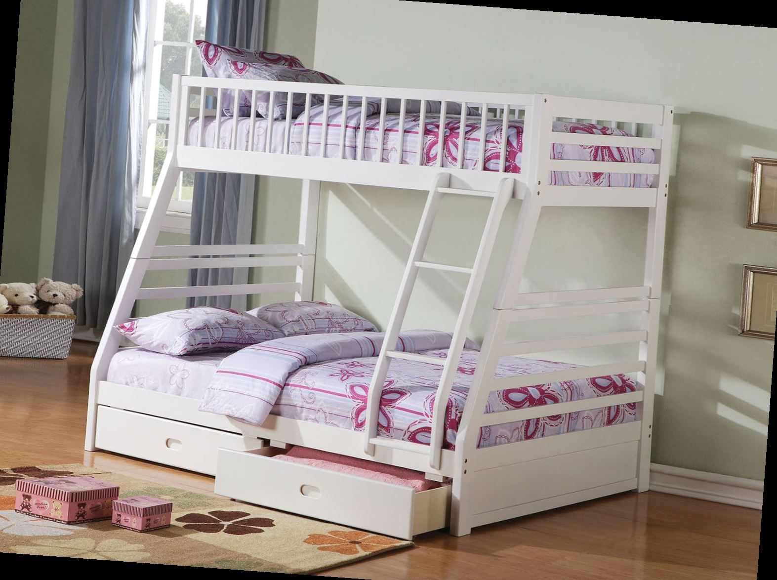 Twin/Full Bunk Bed AND Drawers - 37040 - White