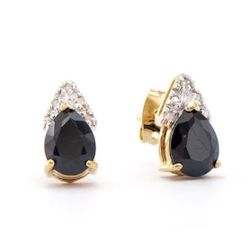 18kt gold Diamond Black Sapphire Earrings 