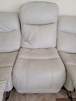 8Ft. Leather Electric Sofa- Cream/ Light Grey