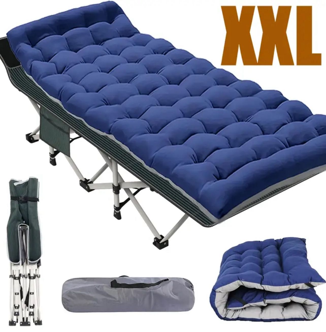 Folding Camping Cot With Thick Mattress