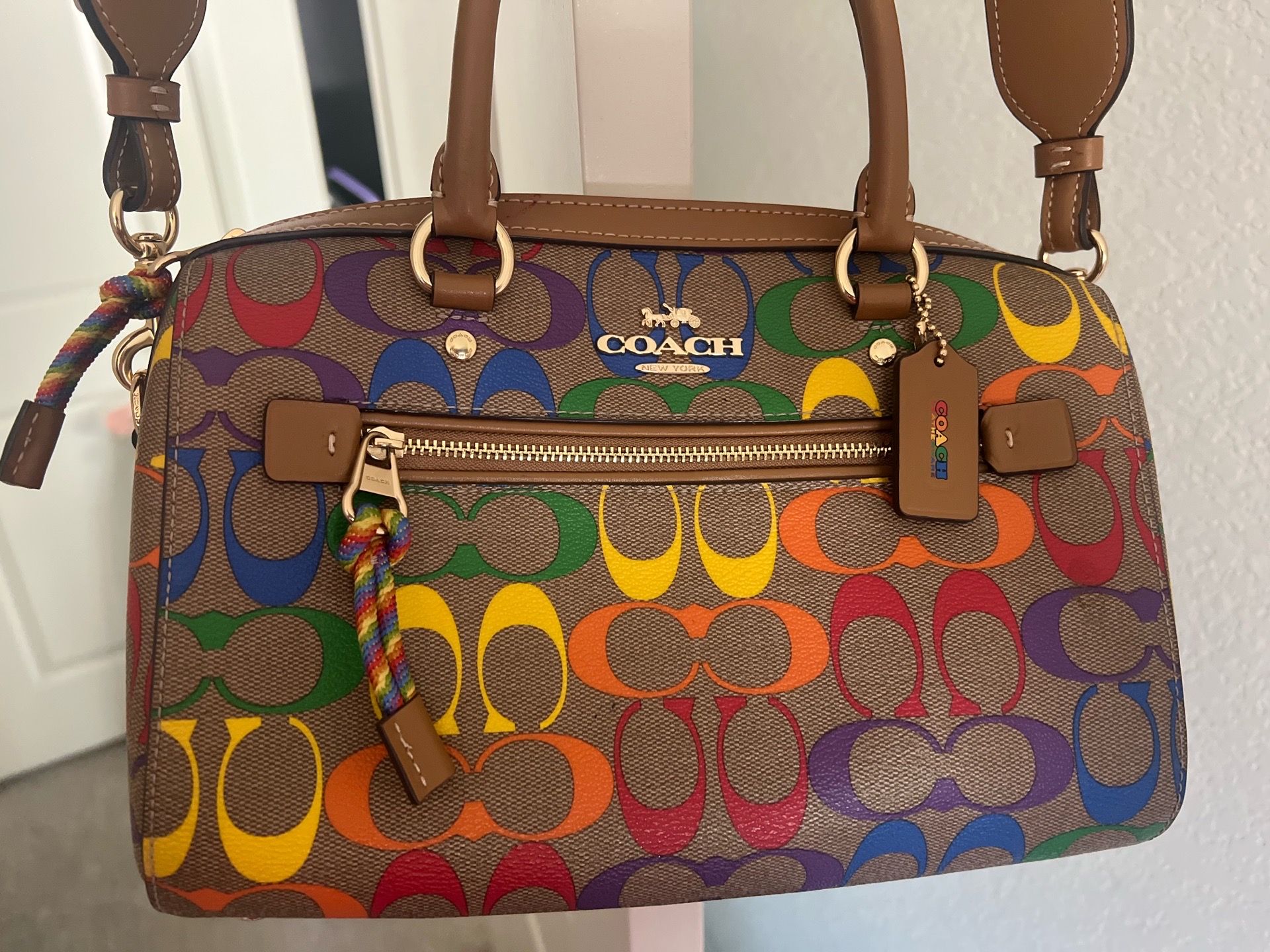 Coach purse rainbow colors for spring and summer