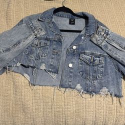 Cropped Denim Jacket Size S