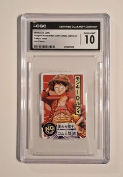 2024 One Piece Saikyo Jump Imagine Wanted Mini Game Monkey D. Luffy CGC 10 GEM MINT