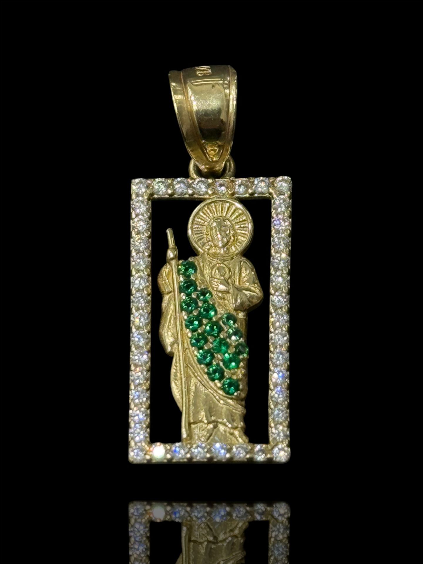 14k Gold SAN JUDAS Pendant w Stones 