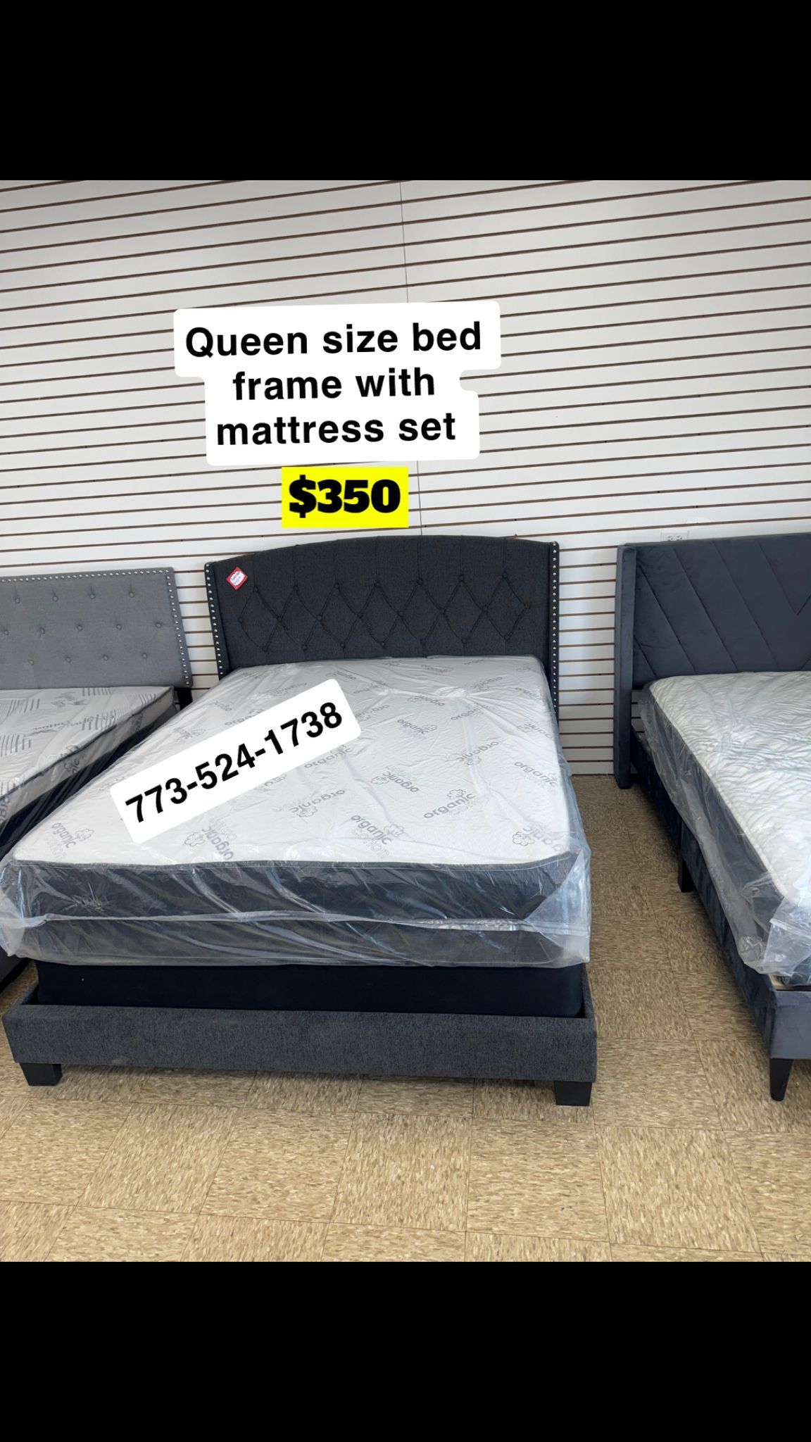 Queen Size Bed Headboard Frame Mattress And Box Spring All Included Brand New Furniture Yes We Deliver