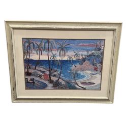 RARE Large Afternoon Delight Framed Picture Art Beloff Lake House Beach
