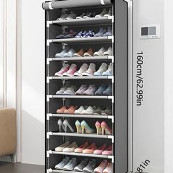 1pc Zipper-closure Combination Shoe Rack Simple Cloth Shoe Cabinet Multi-layer Storage Cabinet, Dust-proof For Dormitory And Students