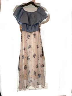 large Long Blue and White Dress