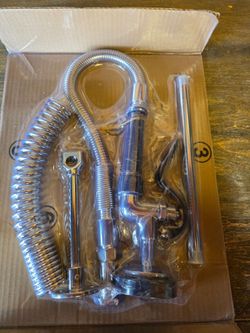 NEW Commercial Kitchen Pre-Rinse Faucet Wall Mount Spring Sprayer Hose Chrome