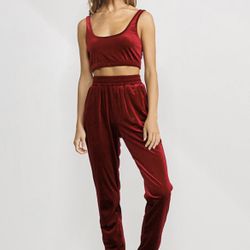 velvet velour crop top + jogger set