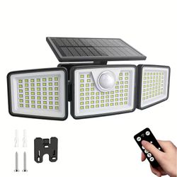 2500LM Solar Motion Sensor Security Light 3-Head with Remote